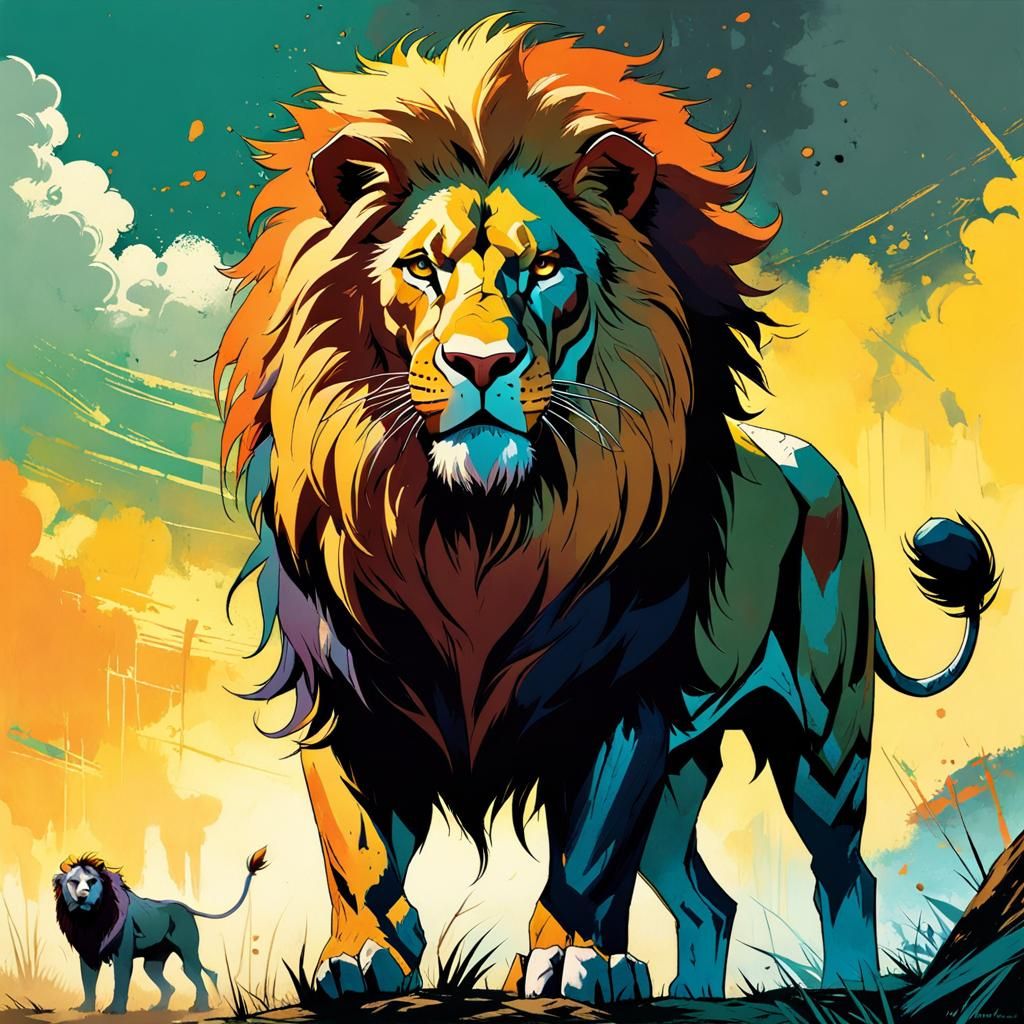 Lion Fantasy Concept Art, Detailed Digital Illustration