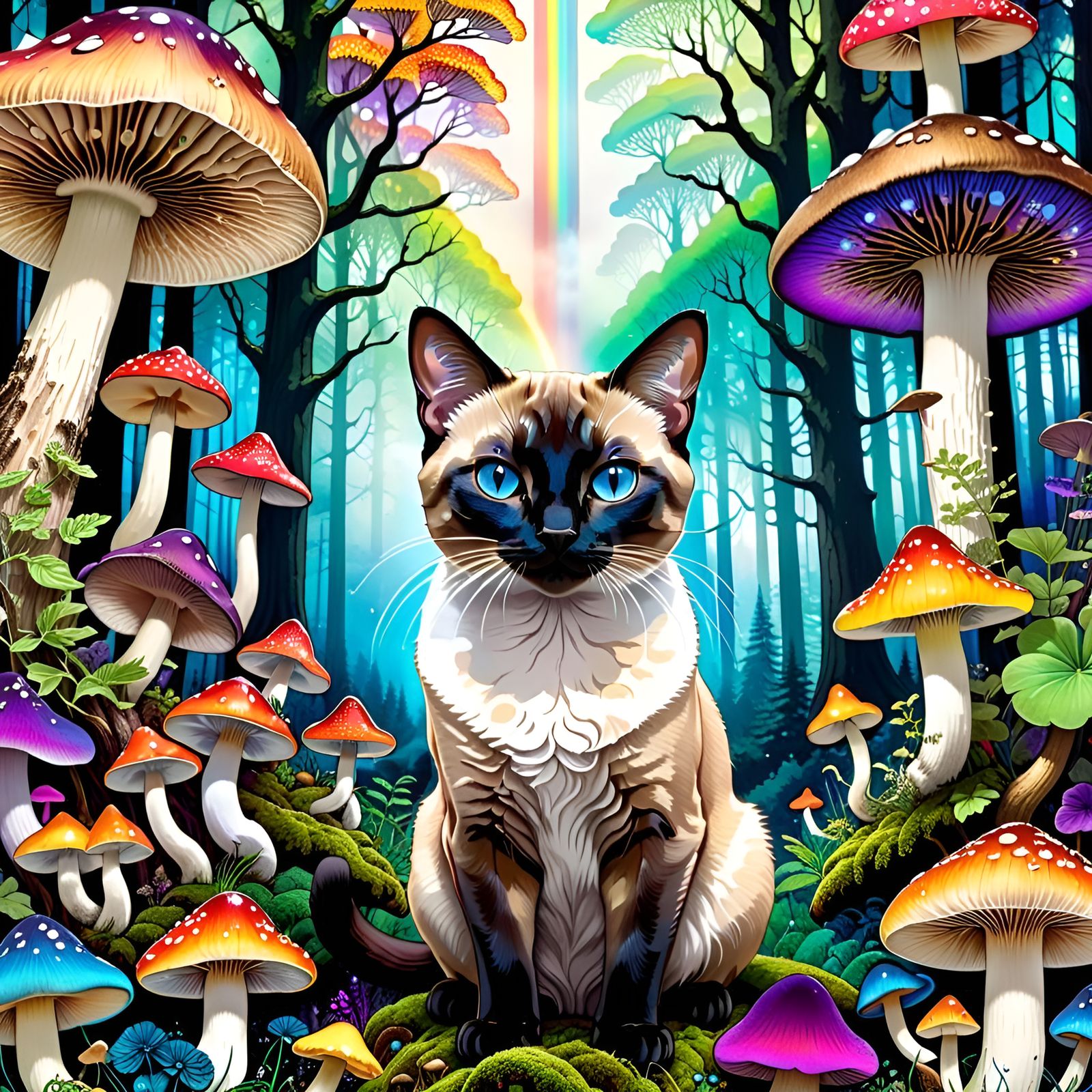 Siamese Cat in Fungi Forest