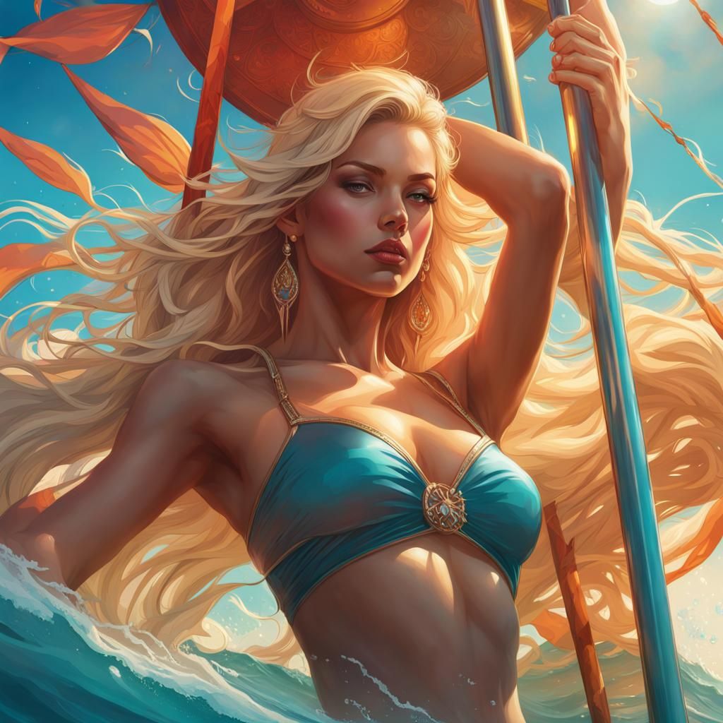 Ocean Pole Dancer in Hyperdetailed Concept Art