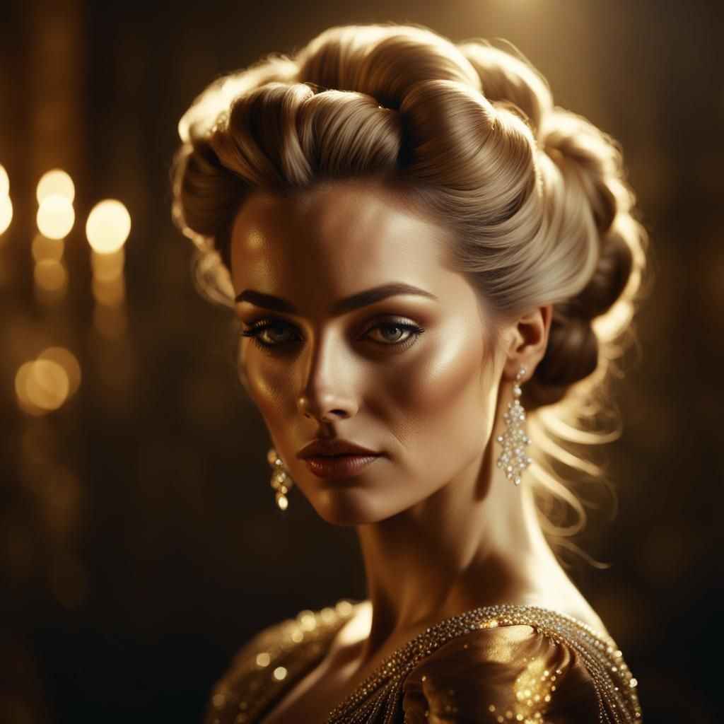 Baroque Portrait of a Lady with Diamond Hair