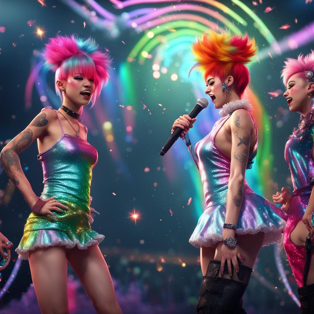 Kawaii Punk Girl Band Rocks Glittery Stage