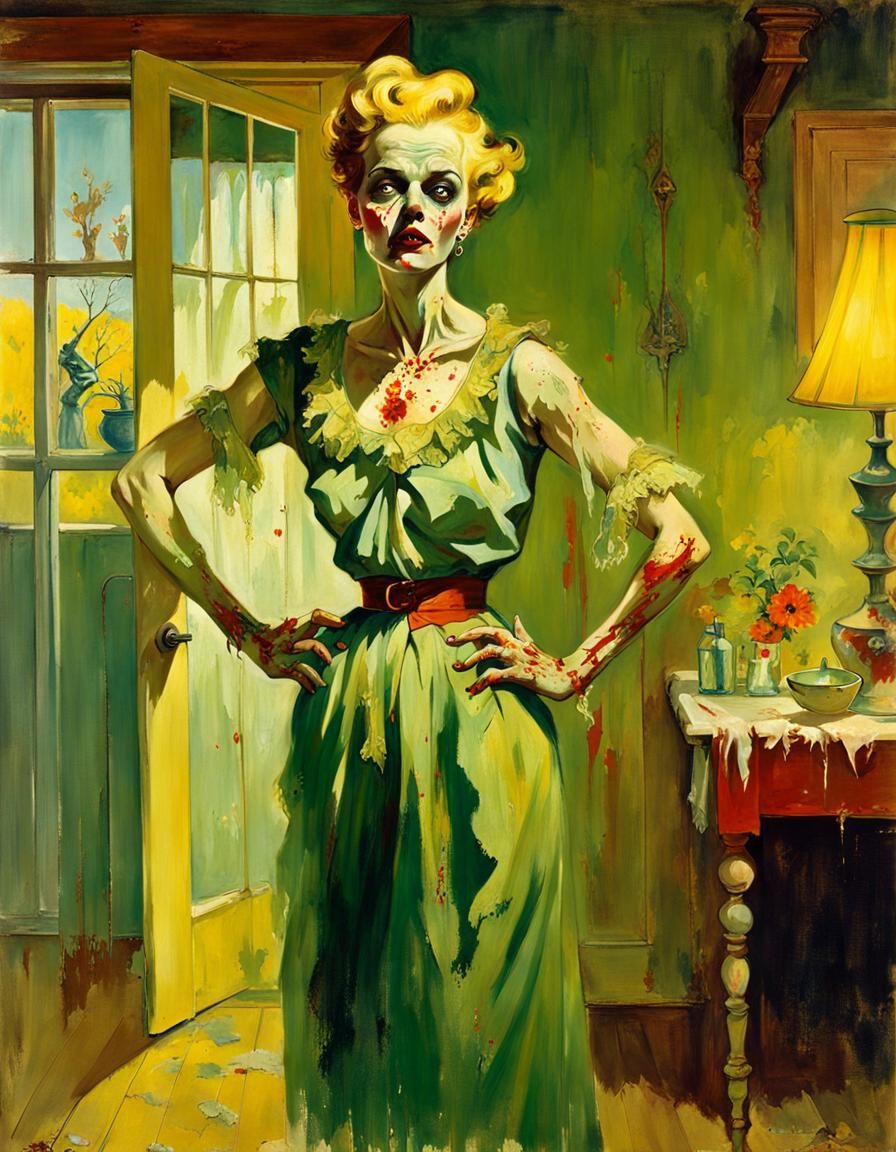 Zombie Housewife in 1950s Pin-Up Style