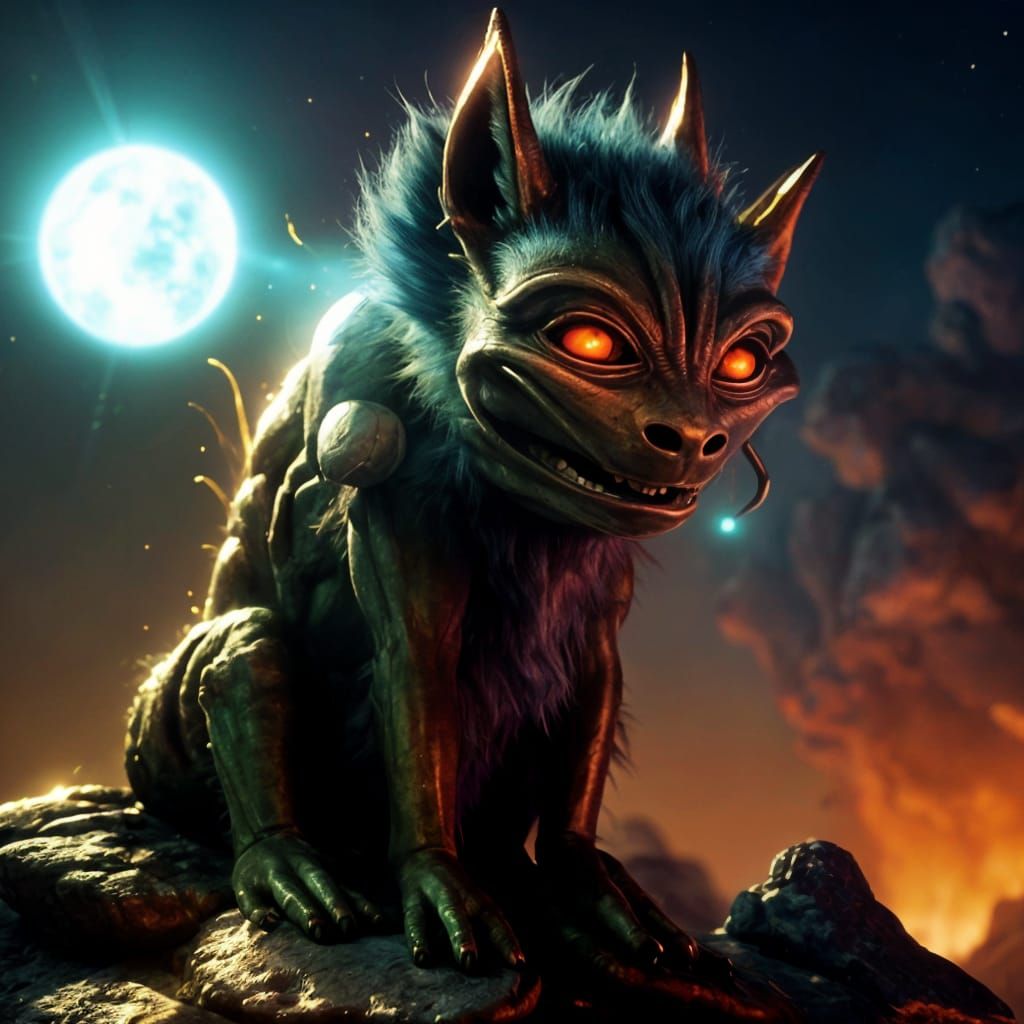 Furred Alien Meditates on Alien Planet in 8k