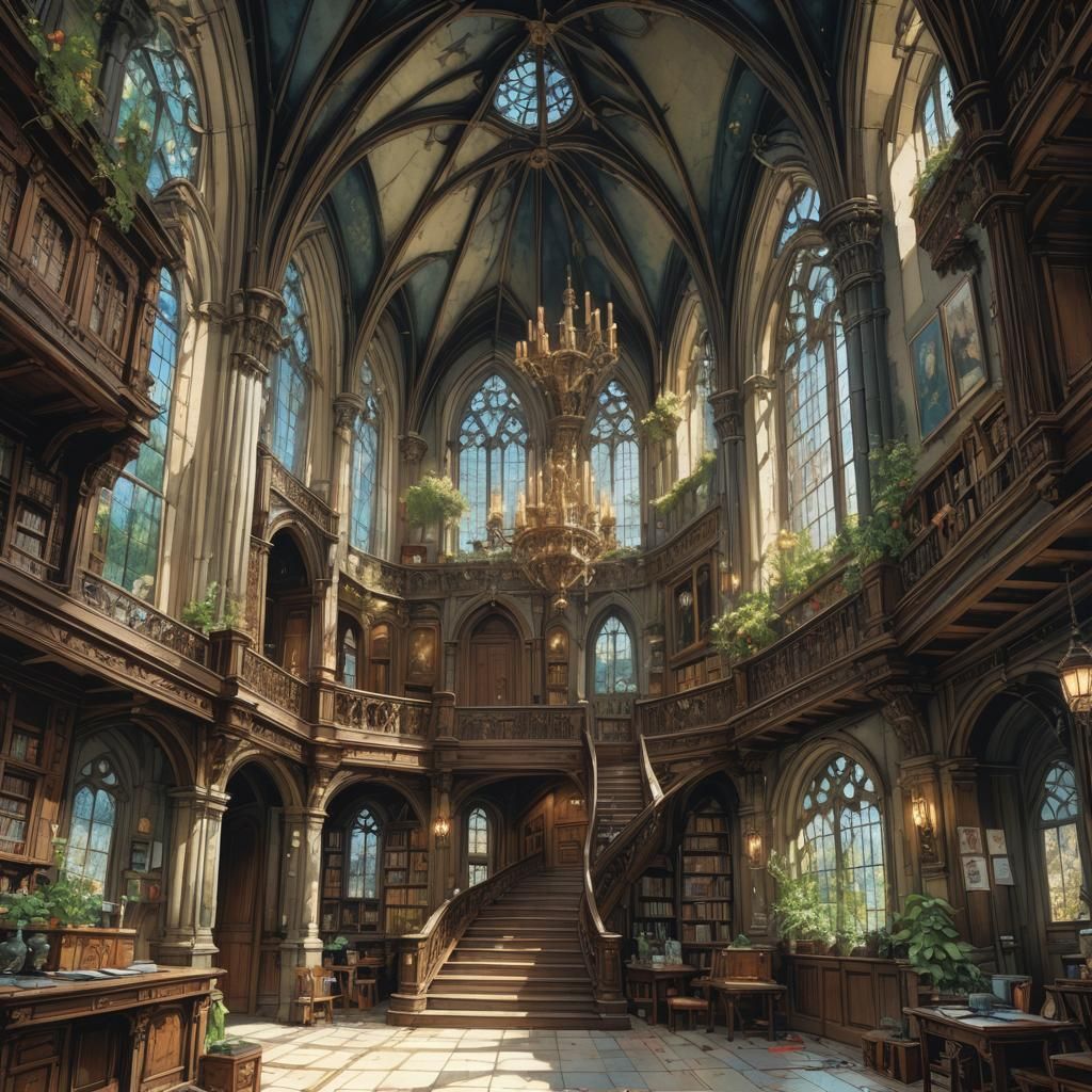 Gothic Mansion Concept Art in Watercolor Style