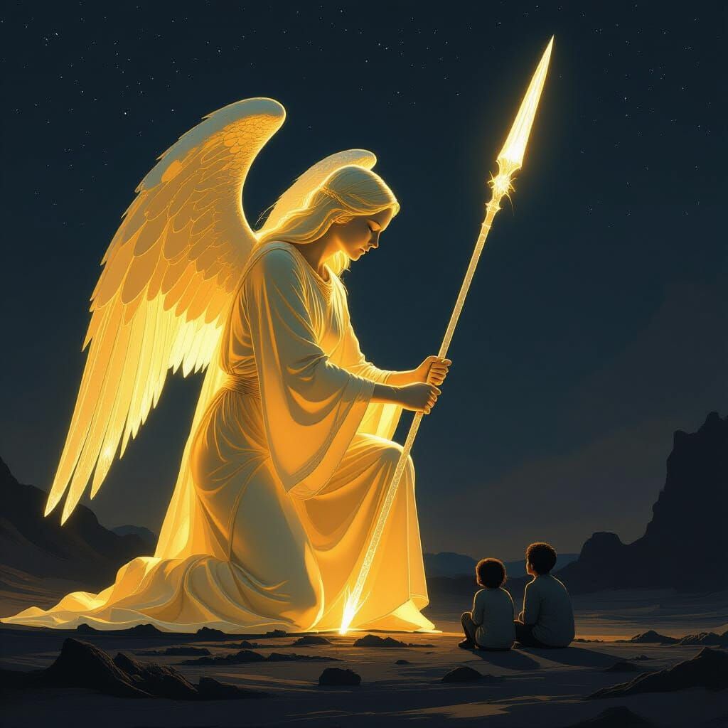 Gigantic Angel Hologram Illuminates Scared Survivors