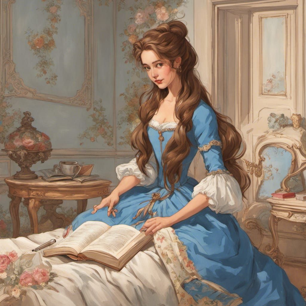 Belle Reading in Rococo Room
