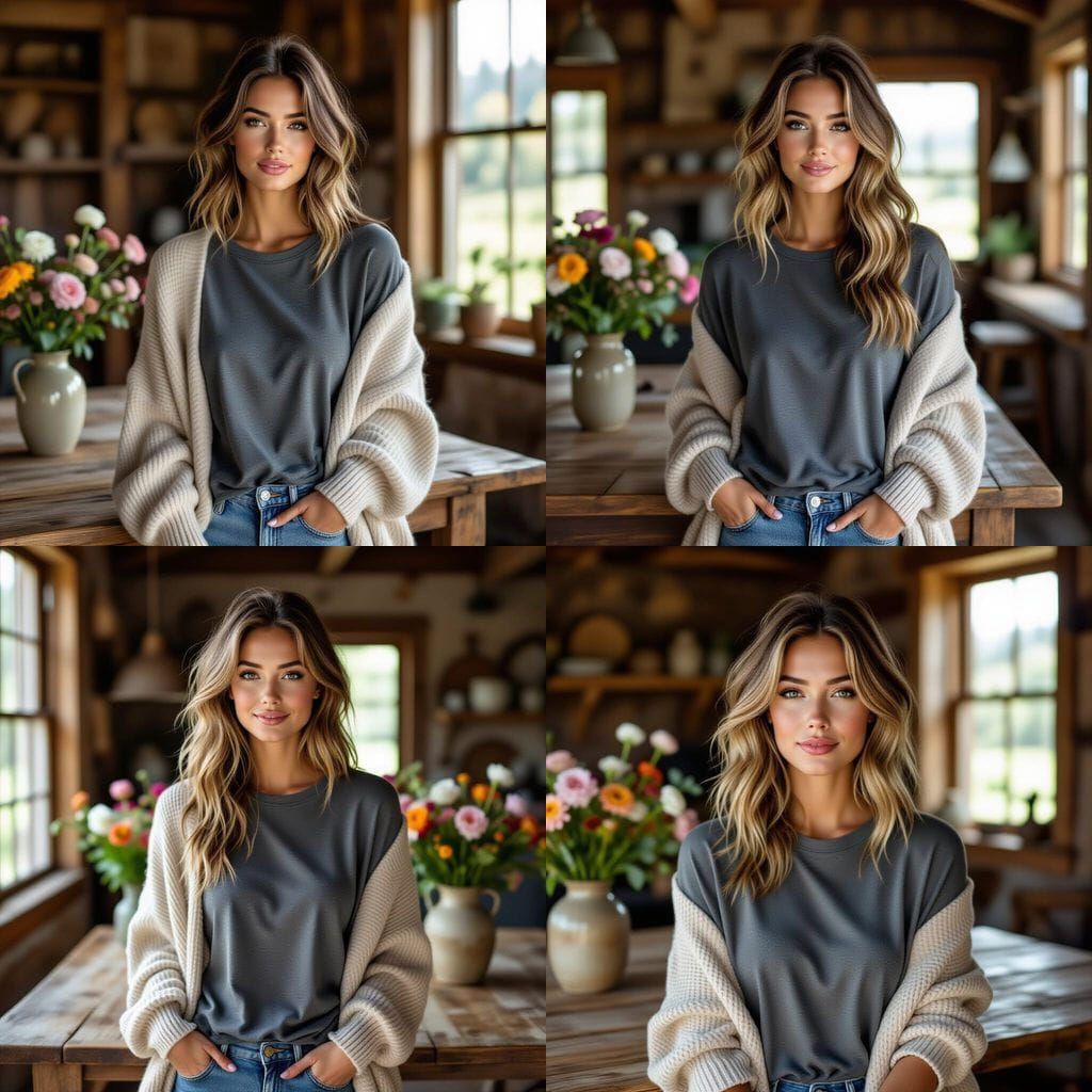 Trendy Model in Rustic Home: Lifestyle Clothing Mockup