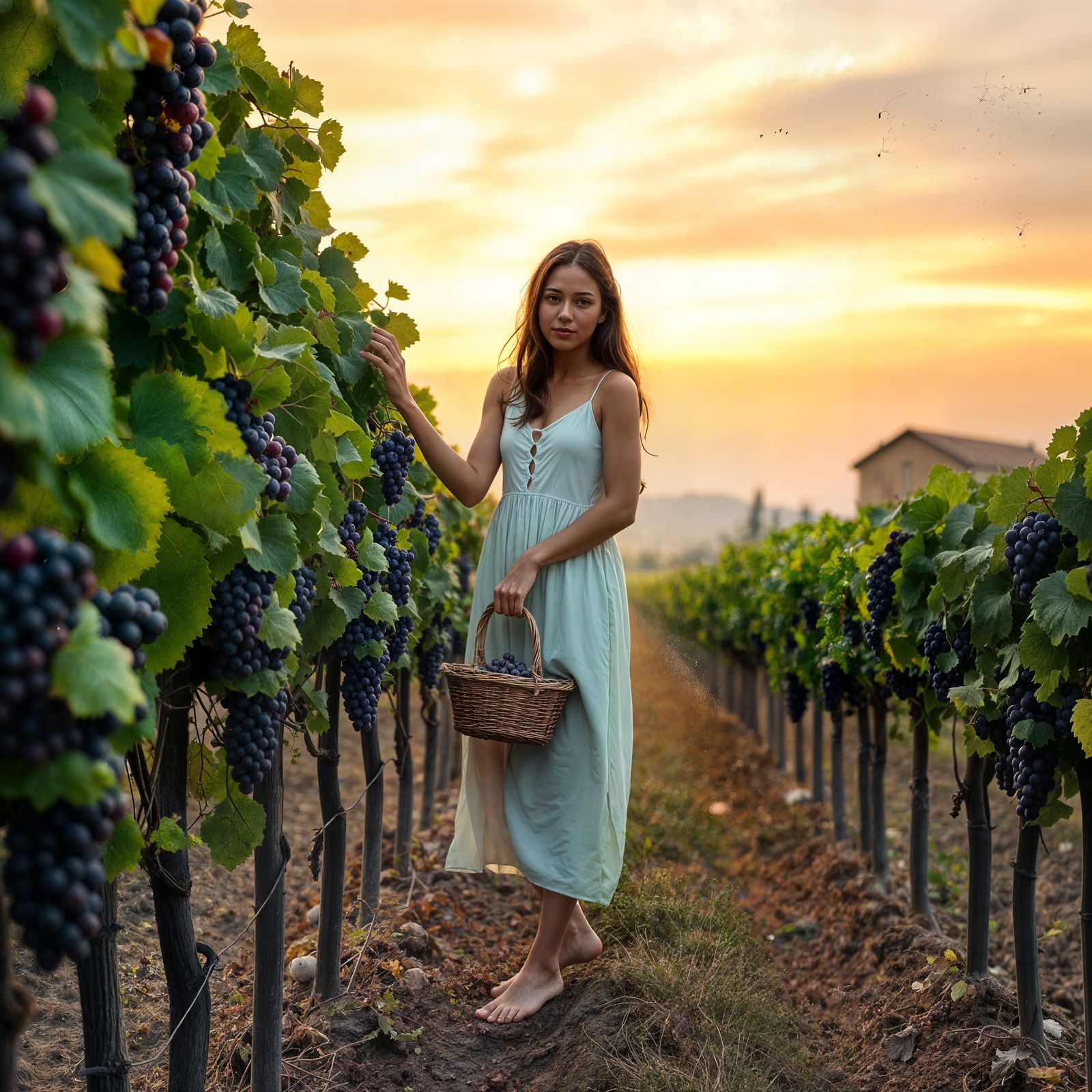 French Vineyard Morning in Impressionist Style