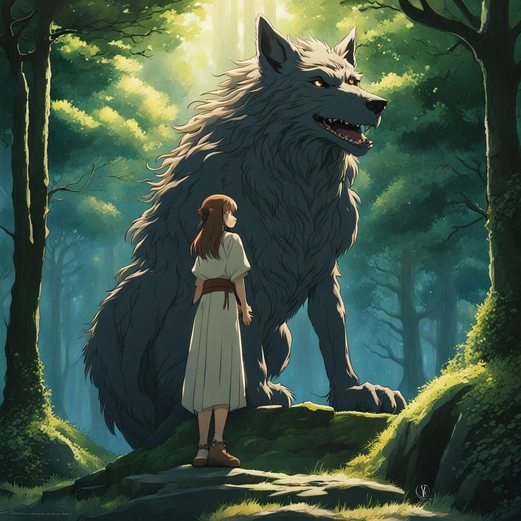 Celtic Werewolf Goddess in Anime Key Visual Style