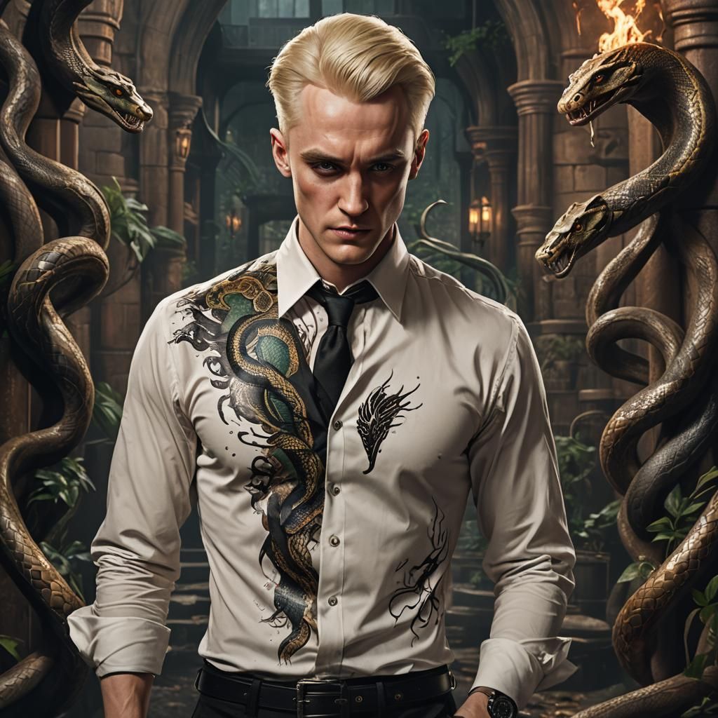 Young Man with Snake Tattoo as Digital Art