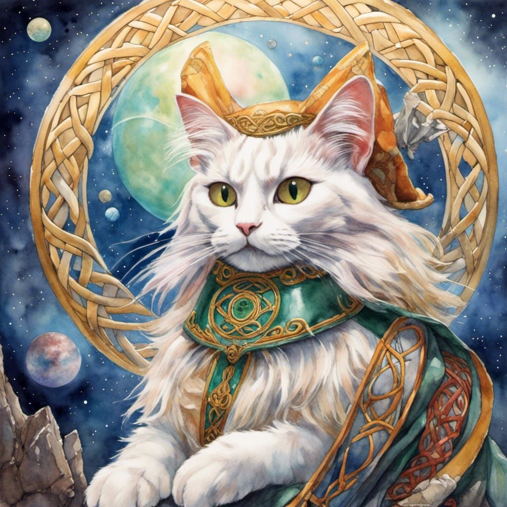 Ethereal Celtic Cat Fairies in Space