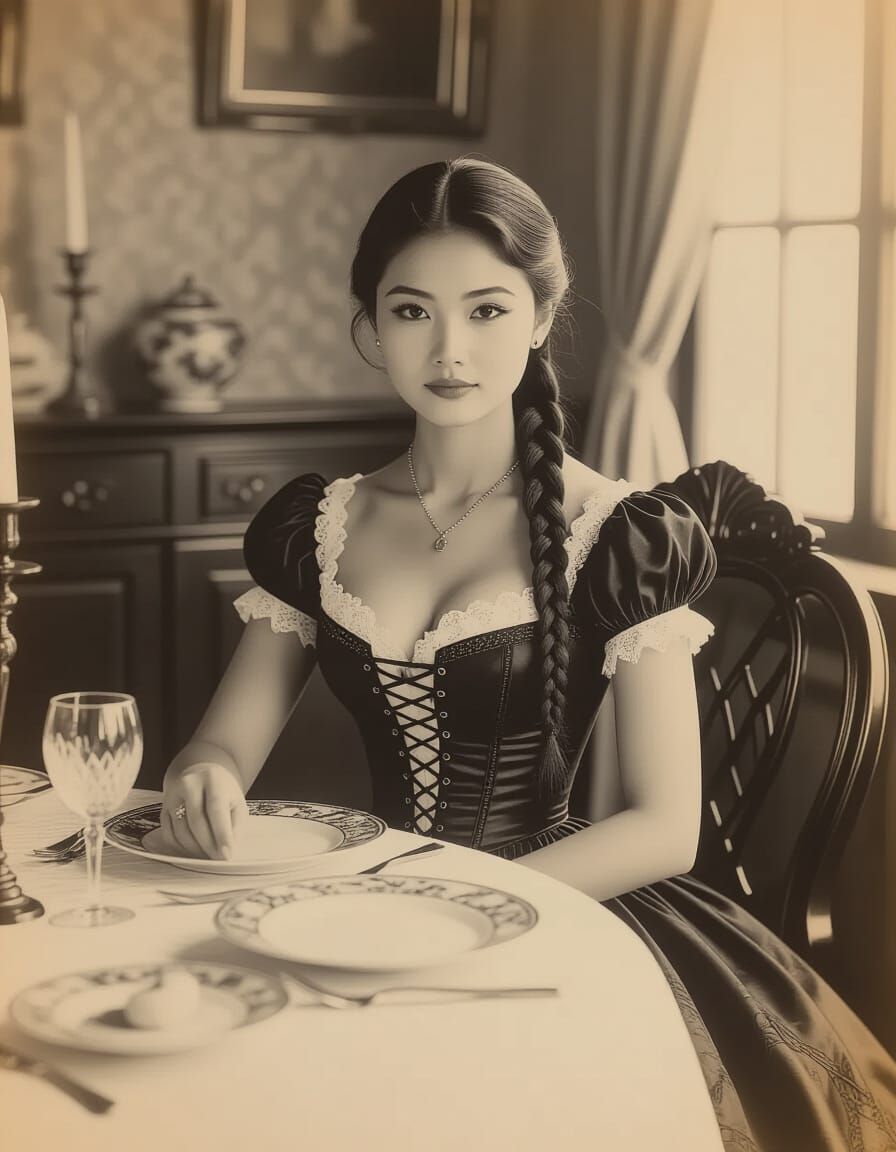 Vintage Portrait of Indonesian Woman in Sepia Tone