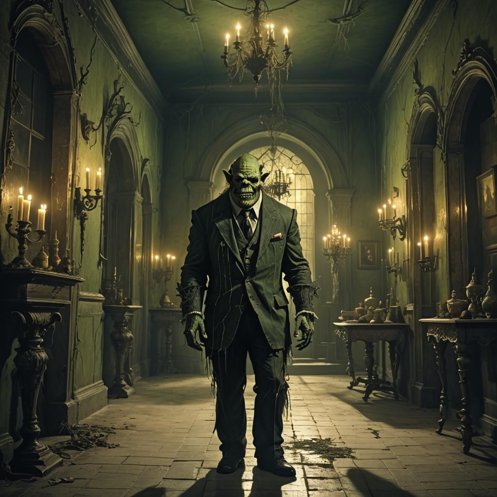 Ghoul Ogre Butler in Dark Fantasy Illustration