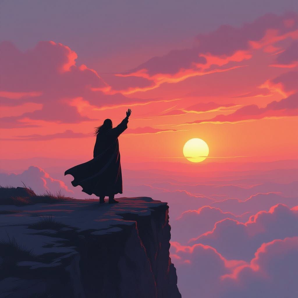 Farewell Sunset: A Romanticism Style Image