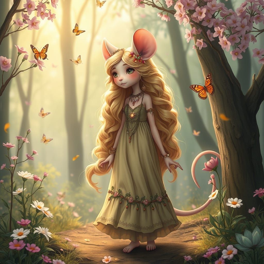 Anime Gypsy Girl in Dreamy Forest