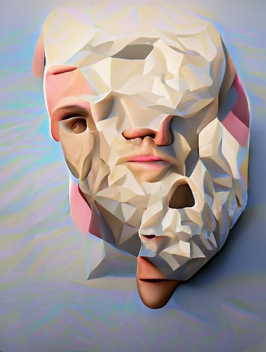 Low Poly 3D Human Head Render in 8k