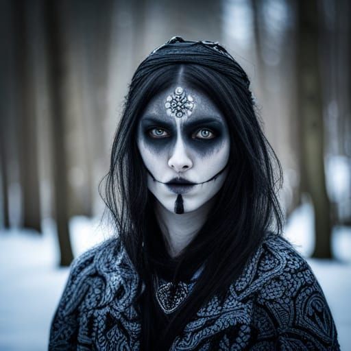 Black Metal Musician in Frozen Norwegian Forest