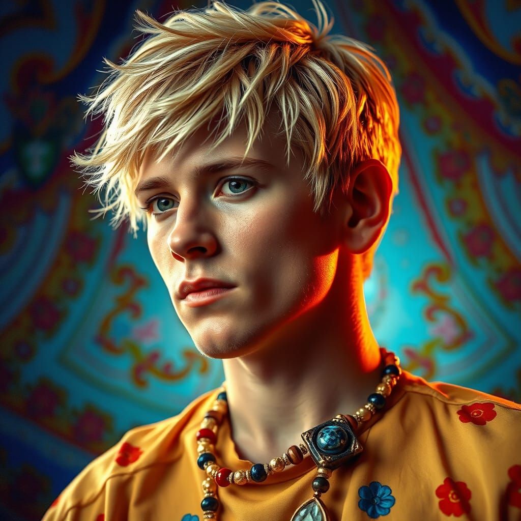 Blond Male Dancer in Baltic Festival Splash Art Style