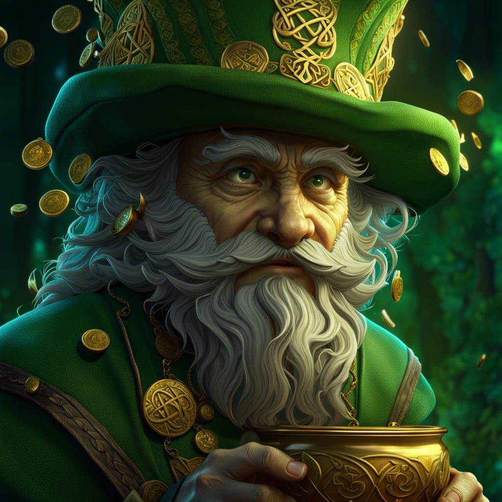 Leprechaun Finds Pot of Gold in Fantasy Style