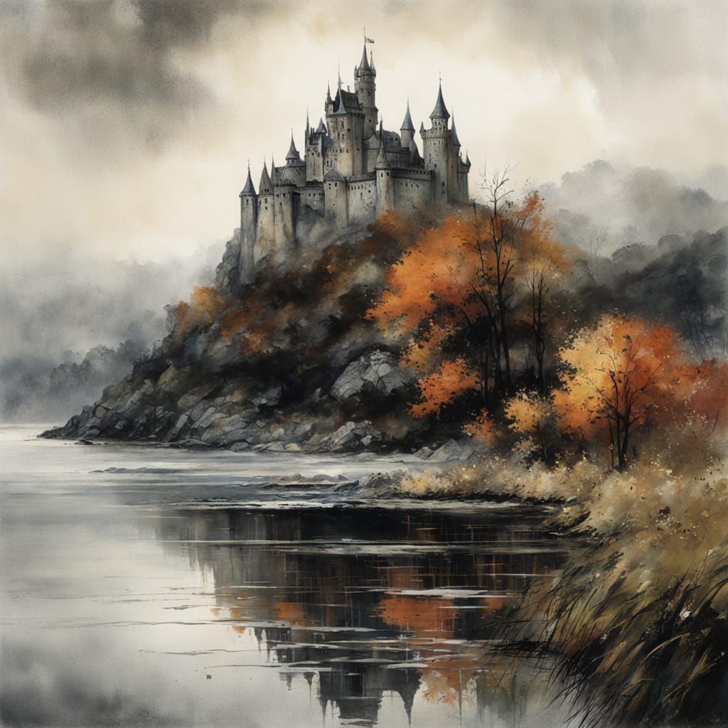 Enchanting Castle Scene in Storybook Style
