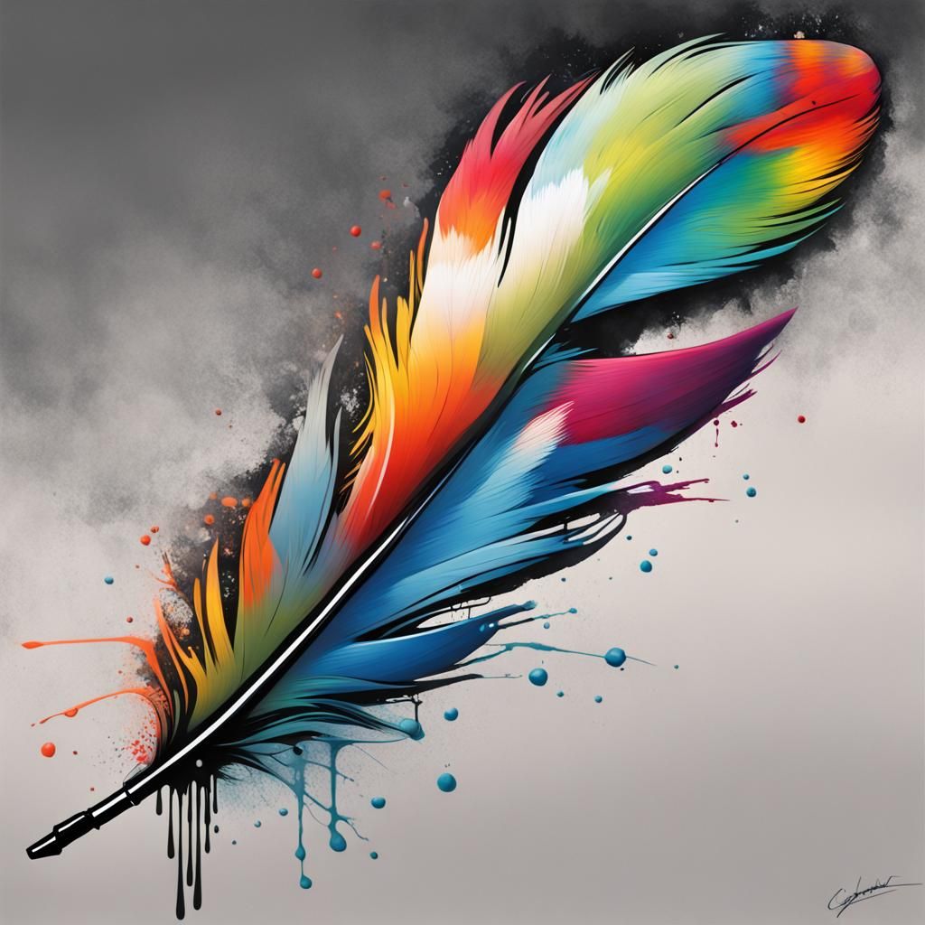 Colorful Feather Graffiti Art in Ultra Quality