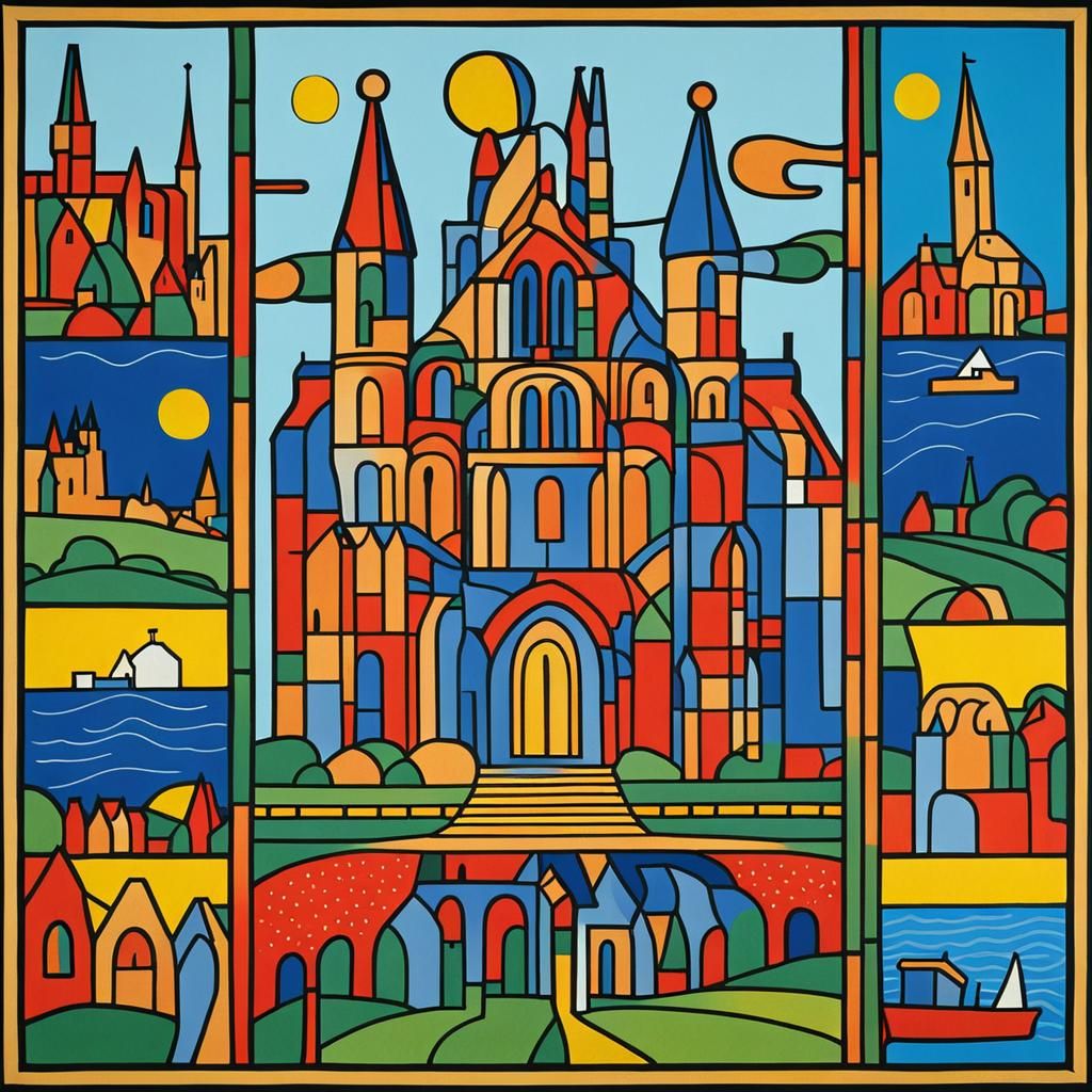 Mont Saint Michel Abbey in Street Art Style