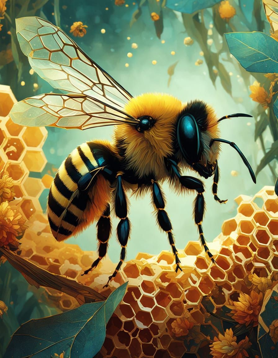 Surreal Honeycomb Emergence in Deep Fantasy Art