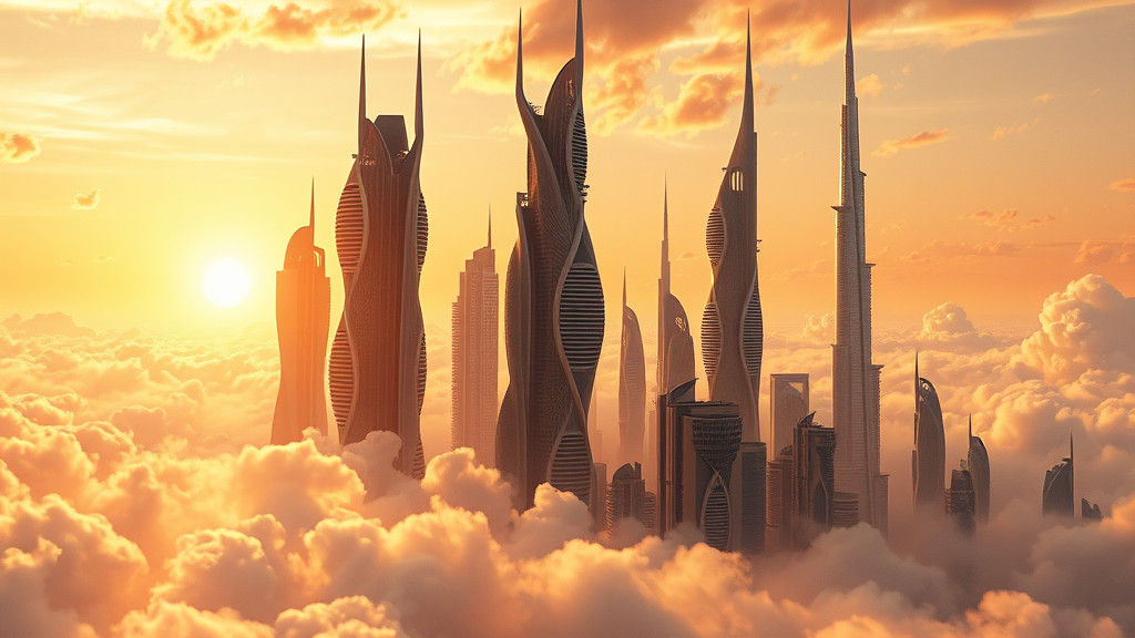 Futuristic Dubai Skyline with Biomorphic Skyscrapers