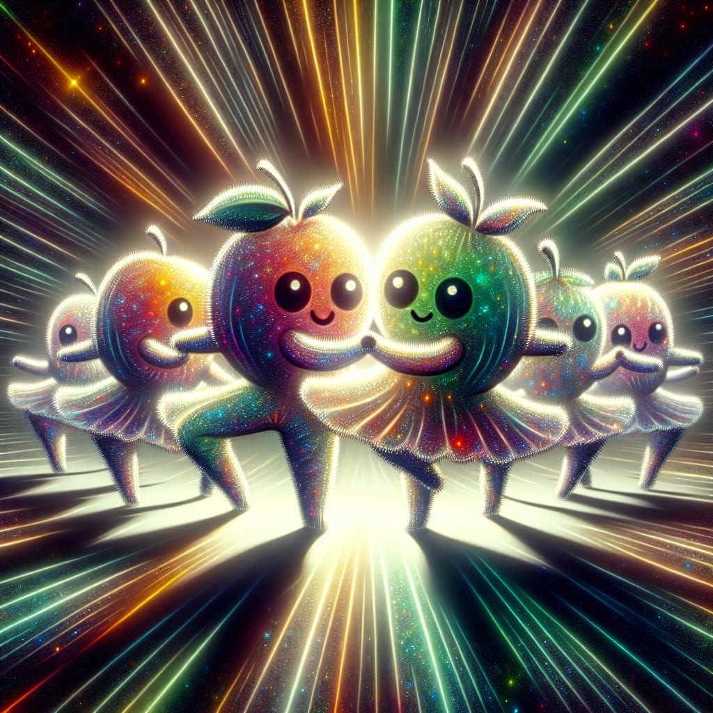 Chibi Fruit Tango in Cosmic Abstract Style