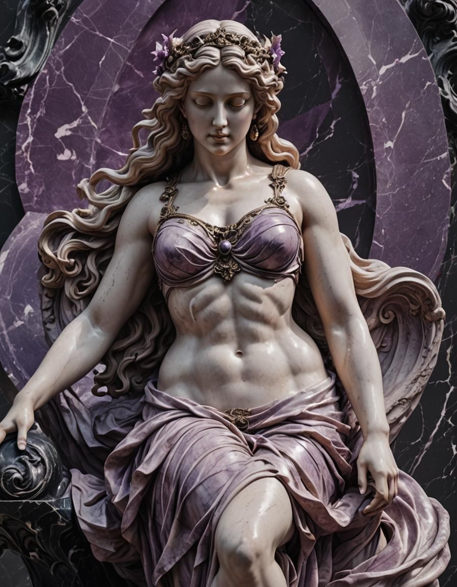 Aphrodite Statue in Black Granite and Marble