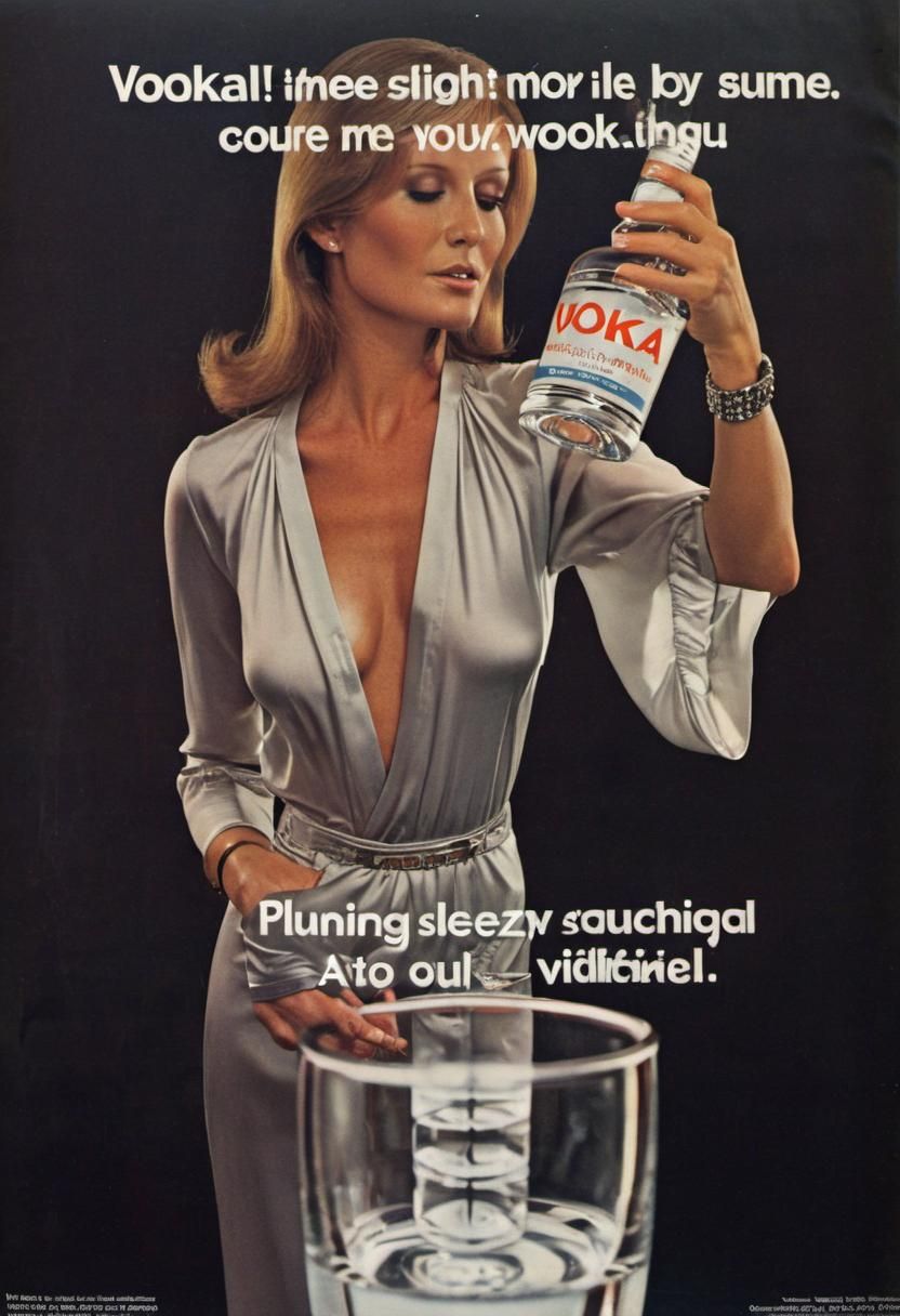 Vintage 1970s Vodka Advertisement in Photorealistic Style