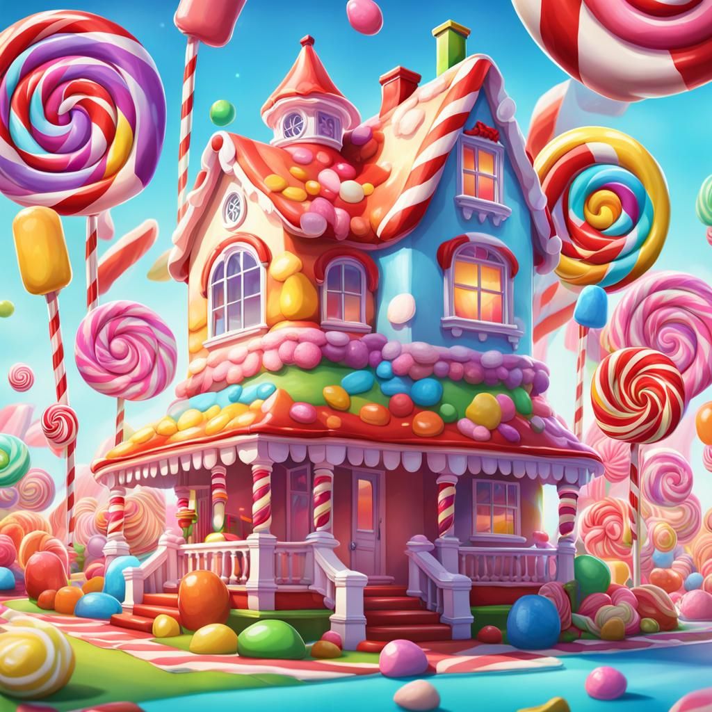 Whimsical Candy House in Hyperrealistic Style