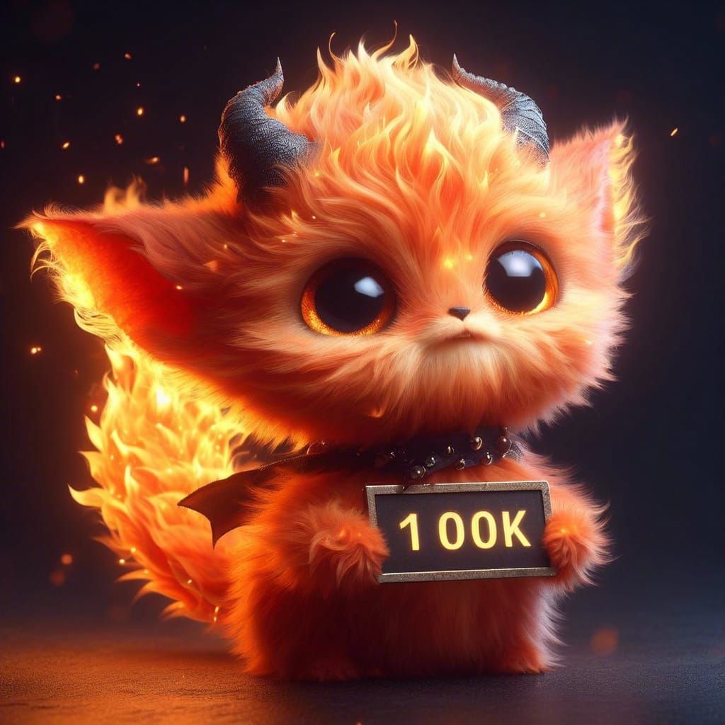 Cute Fire Demon Celebrates 100k in CGI Render