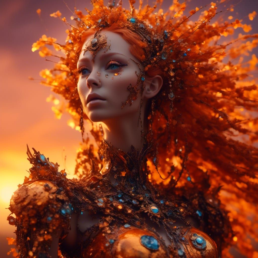 Glowing Orange Sunset in Digital Art Style