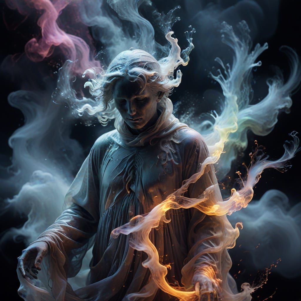 Ethereal Storm Spirit in Vibrant, Glowing Colors