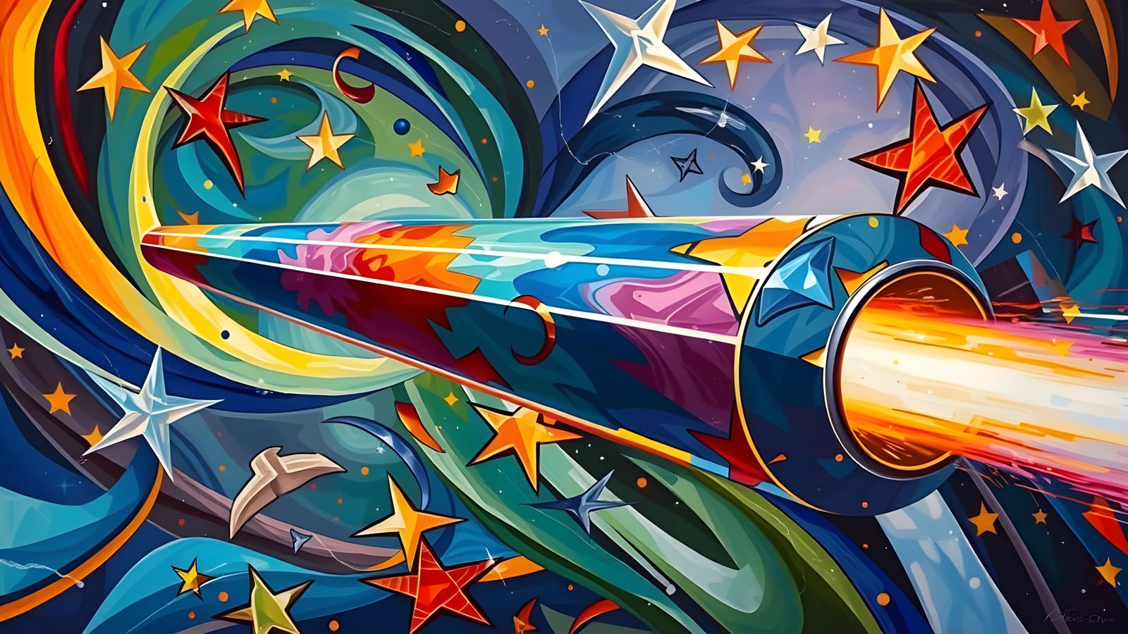 Impasto Oil Cosmos with Plasma Cylinder