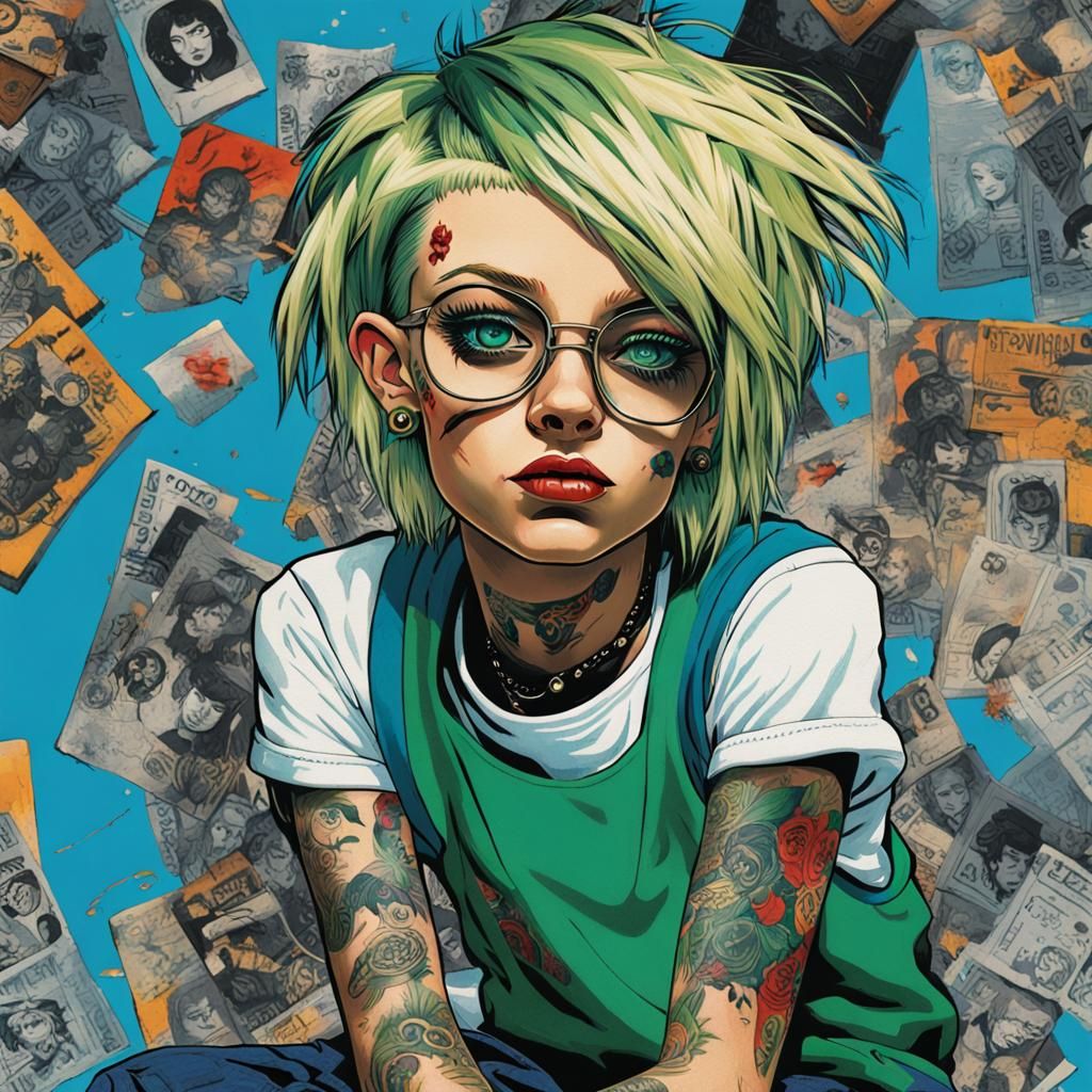 Punk Girl in Jamie Hewlett's Energetic Style