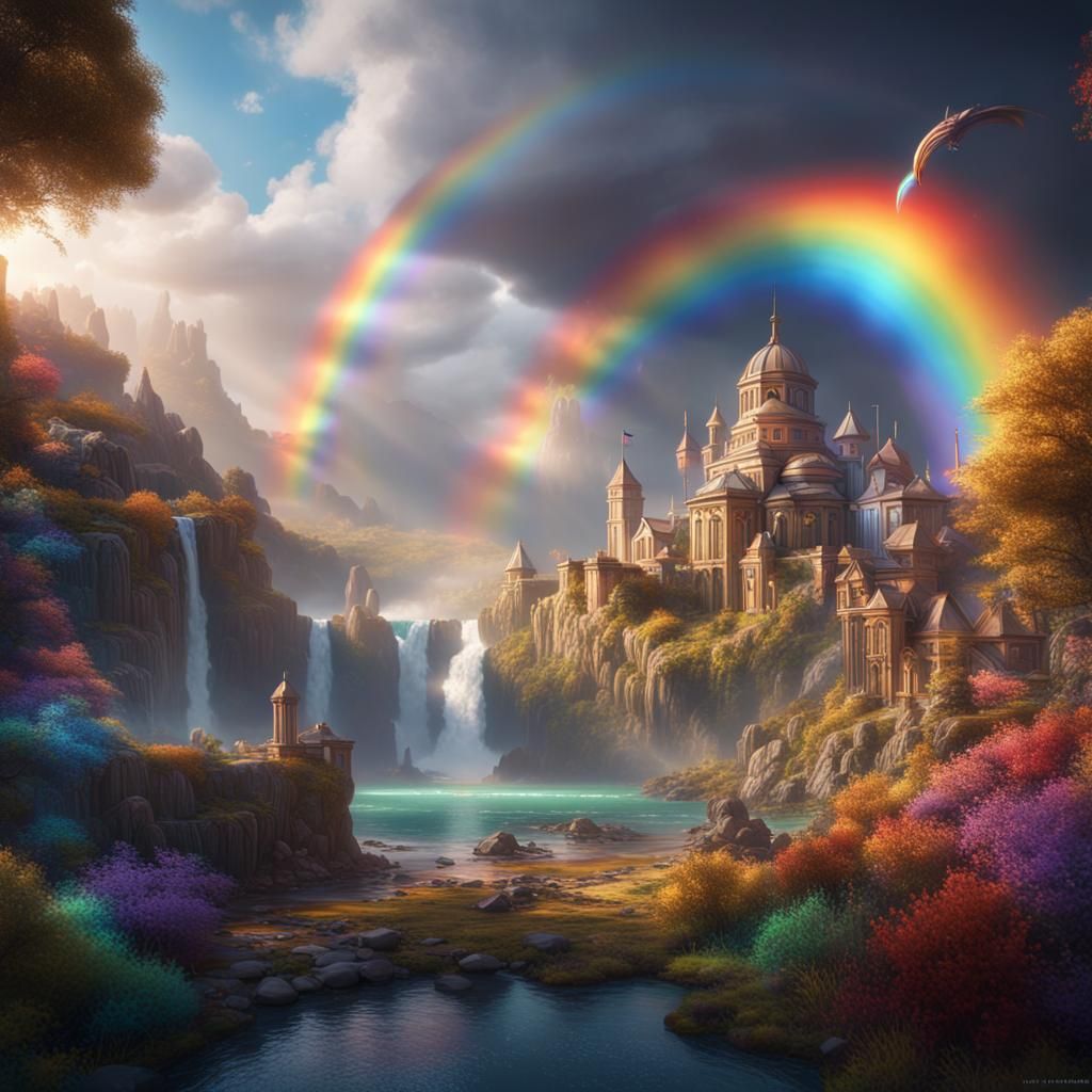 Dreamlike Rainbow in Detailed Matte Painting