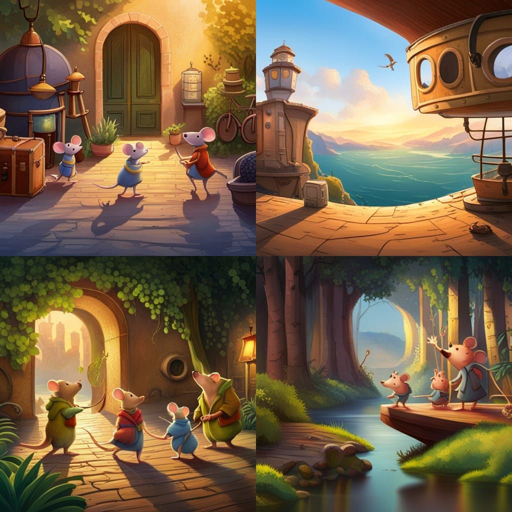 Whimsical Mice Families on a Global Treasure Hunt