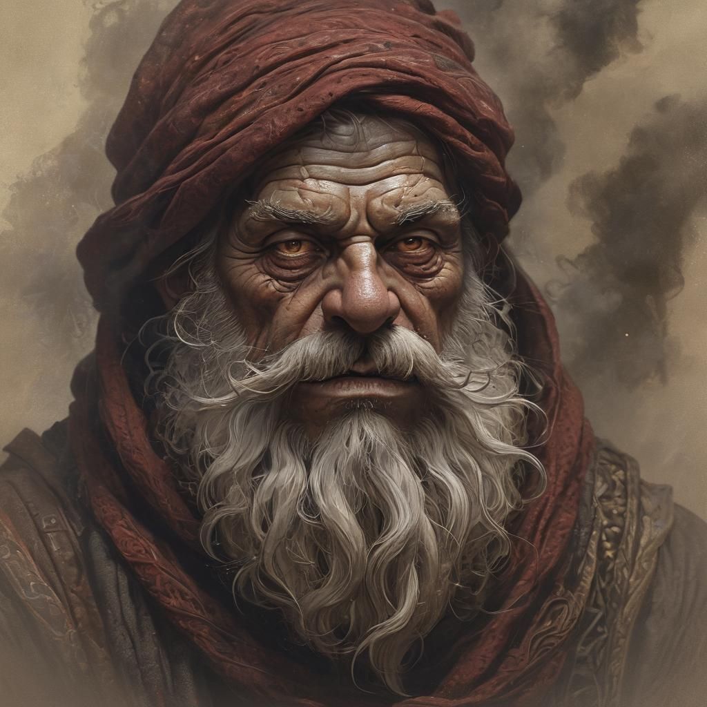 Dwarf Evoker Portrait in Dark Fantasy Style