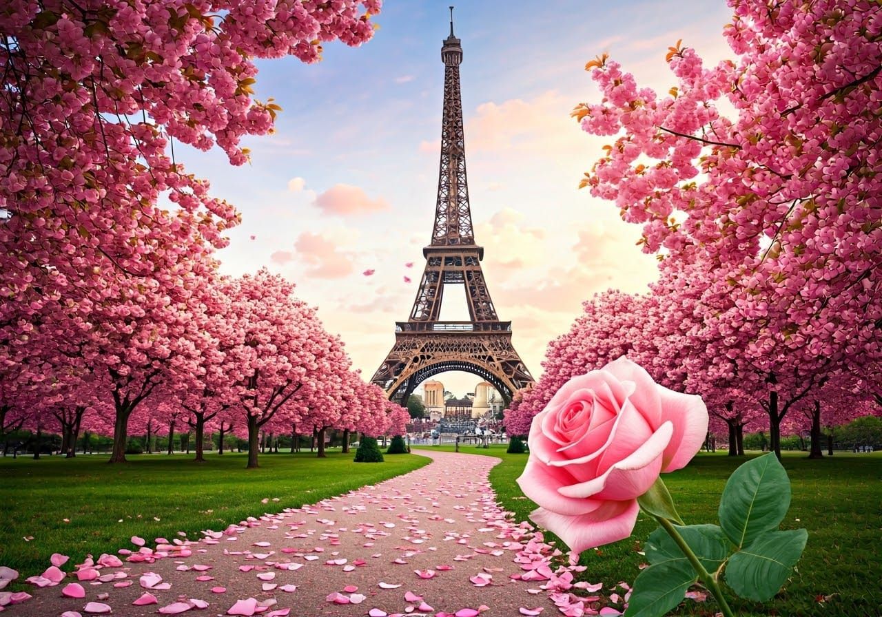 Eiffel Tower in Vibrant Springtime