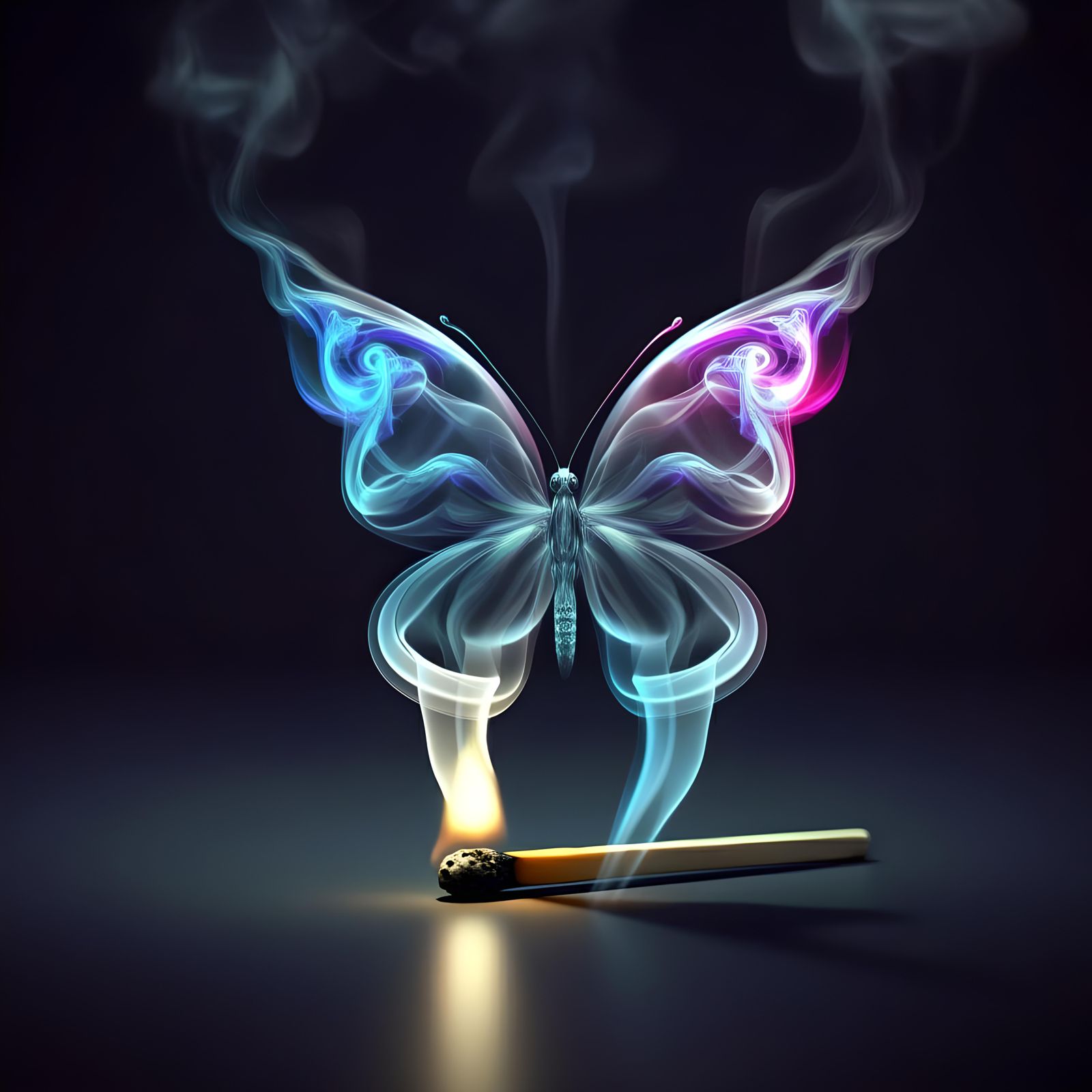 Match stick smoke butterfly