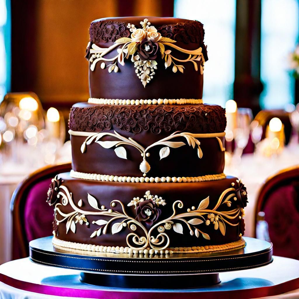 Stunning 3D Chocolate Wedding Cake with Figurines