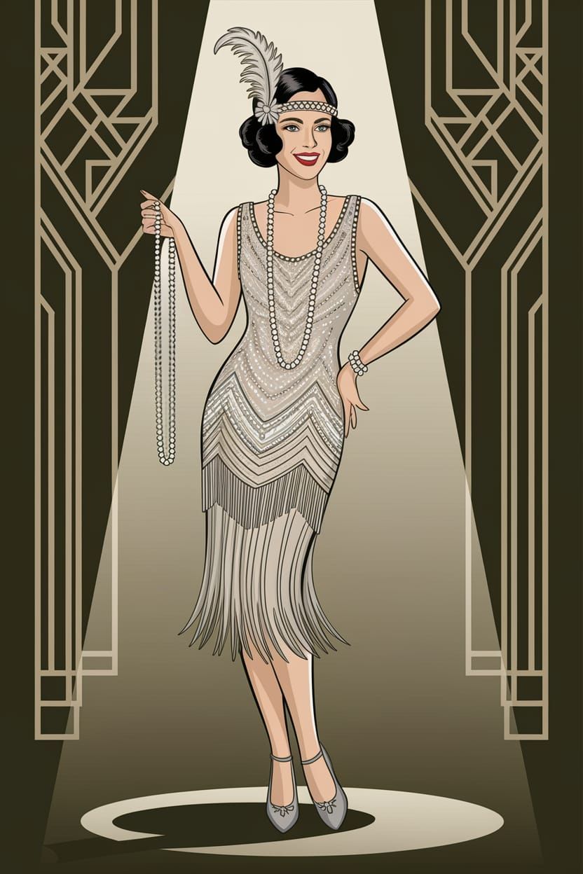 Glamorous Flapper in Art Deco Style