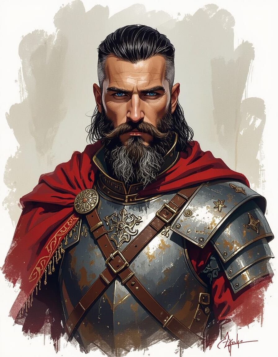 Polish Hussar Portrait with Art Nouveau Elegance