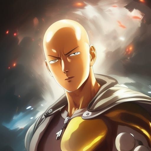 One Punch Man Portrait by Rutkowski, Artgerm, and Mucha