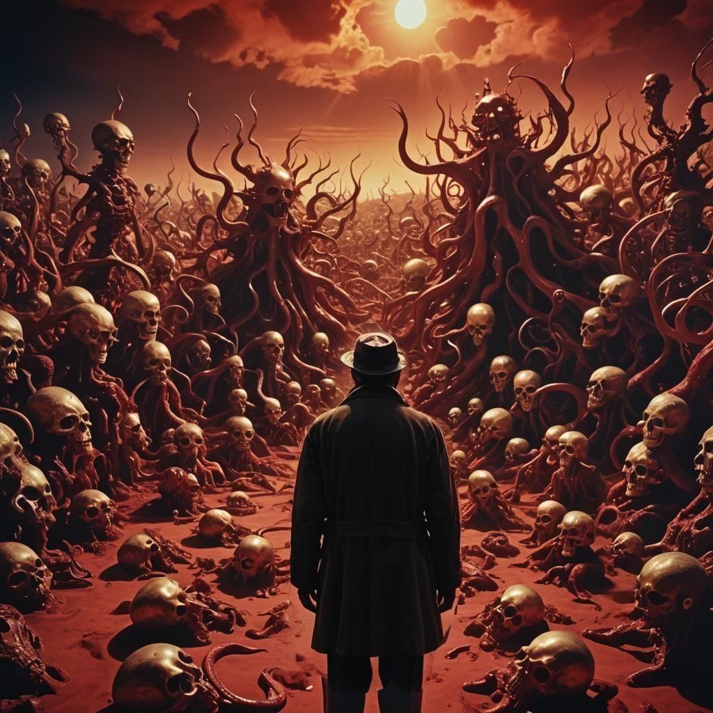 Surreal Creatures Confronting Mortality in Dramatic Lighting