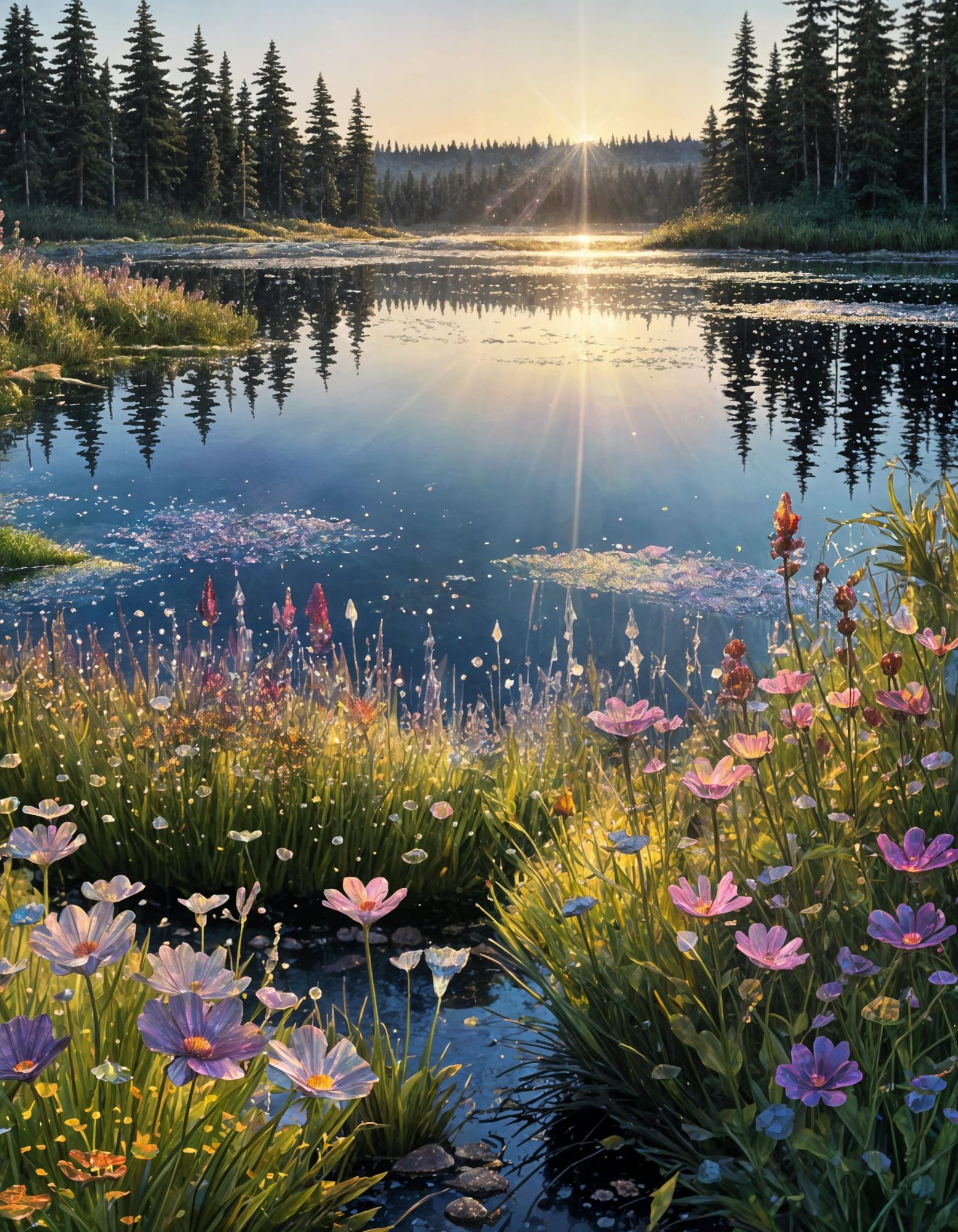 Watercolor Canadian Flag with Wildflowers
