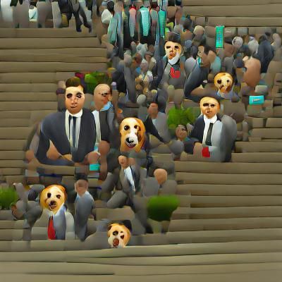 Surreal Businessmen with Canine Faces