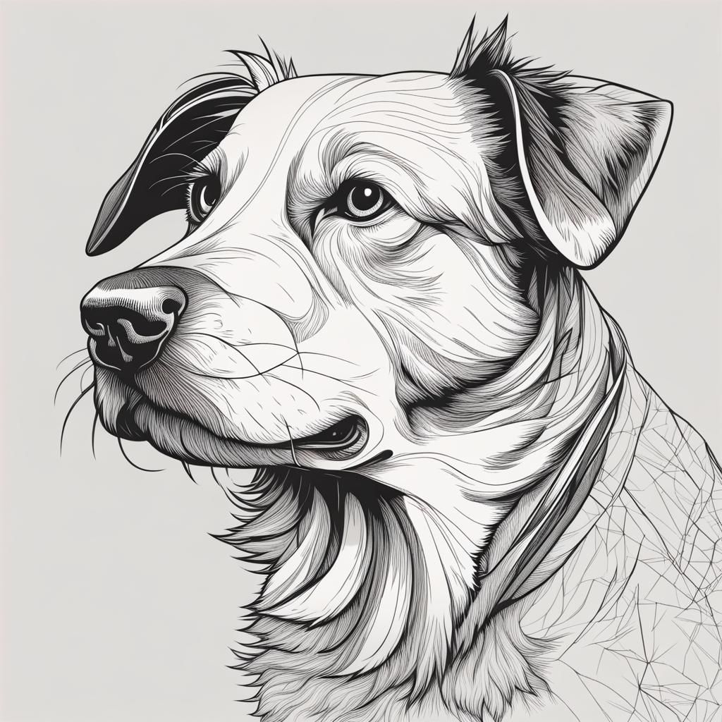 Dog in Line Art Style